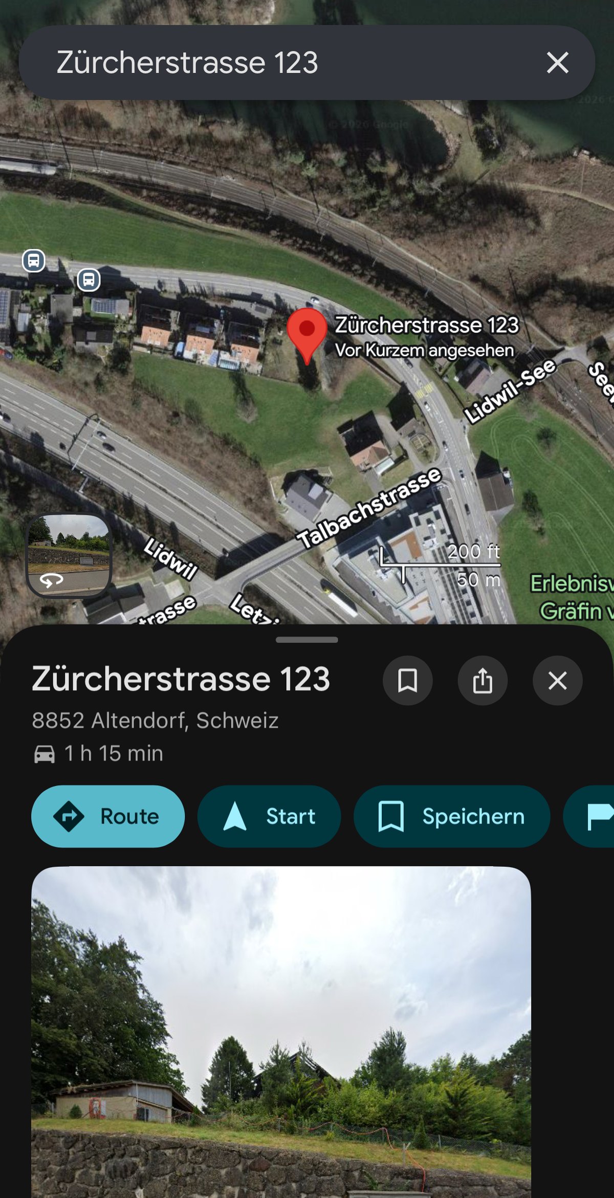 Lage- und Zufahrtskontext Zürcherstrasse 123